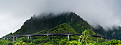 The H3 highway under the Ko'olau range, on oahu's east side.