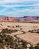 High angle view of a campground in the Canyonlands National Park.