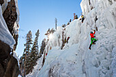 Ice climbers at the Ouray Ice Park, Ouray, Colorado.