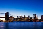 New York cityscape and Brooklyn Bridge, New York, United States