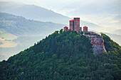 Grand view of castle Trifel near Anweiler, seen from Rehbergturm, Palatinate Forest, Rhineland-Palatinate, Germany
