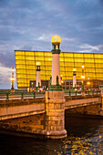 contemporary architecture, the kursaal convention center, kursall cubes, and la zurriola bridge, san sebastian, donostia, basque country, spain