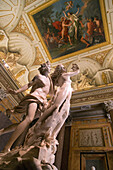 apollo and daphne hall, baroque sculpture by gian lorenzo bernini and central painting by dosso dossi, borghese gallery, rome, italy, europe
