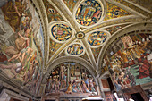 fresco on the ceiling of the vatican museum, stanza dell'incendio di borgo, the room of the fire in the borgo, by raphael (1514-1517), rome, italy, europe