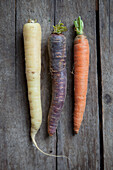 Close-up of radish and  carrots on table