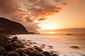 Coast near Los Llanillos at sunset, El Golfo Valley, UNESCO biosphere reserve, El Hierro, Canary Islands, Spain, Atlantic, Europe