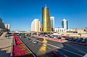 Twin golden conical business centres, Astana, Kazakhstan, Central Asia