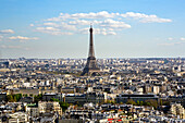 Elevated view over the city with the Eiffel Tower in the distance, Paris, France, Europe