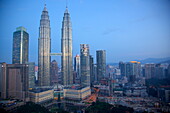 Petronas Towers at daybreak, Kuala Lumpur, Malaysia, Southeast Asia, Asia