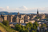 View to the Old Town skyline from Calton Hill, Edinburgh, City of Edinburgh, Scotland, United Kingdom, Europe