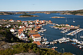 View over harbour and town from Vetteberget cliff, Fjallbacka, Bohuslan Coast, Southwest Sweden, Sweden, Scandinavia, Europe