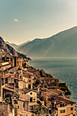 Shoreline at Limone Sul Garda, Lake Garda, Alps, Lombardy, Italy