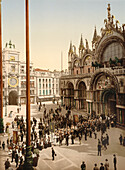 Procession in Front of St. Mark's Cathedral, Venice, Italy, Photochrome Print, circa 1901