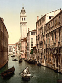 Canal Near St. George's, Venice, Italy, Photochrome Print, circa 1901