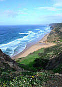 Blick über dem Barriga Strand bei Sagres, Algarve, Portugal