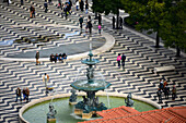 Springbrunnen am Platz Dom PedroV, Baixa, Lissabon, Portugal