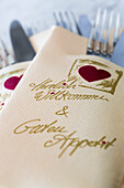 Cutlery in paper napkin at Cafe Zum Elisaeum at Kloster Kreuzberg abbey