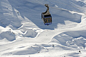 looking down from the Valluga ridge on to the gondola of the Valluga Cable Car