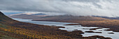 Islands and autumn colors of lake Tärnasjön, Kungsleden trail, Lapland, Sweden