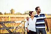 Couple admiring view of countryside