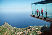 glass bottomed viewing platform Mirador de Abrante around Agulo, La Gomera, Canary Islands, Spain