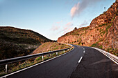 romantic road leading through mountainous landscape around National Park Parque Nacional de Garajonay, La Gomera, Canary Islands, Spain