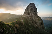 sunrise at the rock formation Los Roques at Parque Nacional de Garajonay, La Gomera, Canary Islands, Spain