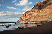 schwarz sandiger Strand La Playa im Valle Gran Rey, La Gomera, Kanarische Inseln, Kanaren, Spanien