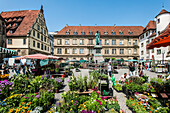 market at the Schillerplace of Stuttgart, Baden Wuerttemberg, south Germany, Germany