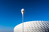 Hinweis auf Kartenverkauf am Fußballstadium Allianz Arena, München, Bayern, Deutschland