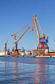 Cranes in the port Lindholmen in Gothenburg, Bohuslän,  Götaland, Västra Götalands län, South Sweden, Sweden, Scandinavia, Northern Europe, Europe