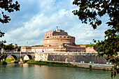 Mausoleum of Hadrian known as Castel Sant'Angelo, Ponte Sant'Angelo, Tiber River, Unesco World Heritage Site, Rome, Latium, Italy, Europe