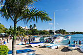 Tour boats to Saona Island, Bayahibe, Dominican Republic, Antilles, Caribbean