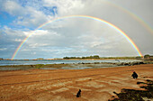 Rainbow at the, Côte de Granit Roseat  Trégastel - Ploumanac'h, Atlantic  Ocean, Dept. Côtes-d'Armor, Brittany, France, Europe