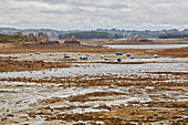 Coastal landscape near the, House between the rocksin the region, Le Gouffre, Plougrescant, Atlantic  Ocean, Dept. Côtes-d'Armor, Brittany, France, Europe