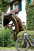 Old water wheel at an inn