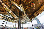 roof with mirrors, market hall Nous Encants, Barcelona, Catalunya, Catalonia, Spain, Europe