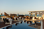 terrace, Hotel Pullman Barcelona Skipper, Barceloneta, Barcelona, Catalunya, Catalonia, Spain, Europe