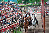 Presule, South Tyrol, Italy. Final parade of the team infront of the stands