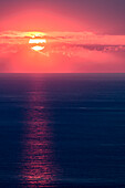 Zambrone, Vibo Valentia, Calabria, Italy. Glowing sunset over the Tyrrhenian sea