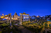 Campidoglio, Rome, Lazio. The Roman Forum by night