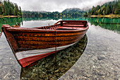 wooden boat at Tovel lake.