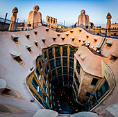 Barcellona, Spain. La Pedrera Rooftop, designed by Antonio Gaudi
