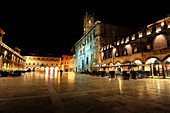 Piazza del Popolo, beautiful square in Renaissance style in the Ascoli Piceno district, Marches, Italy