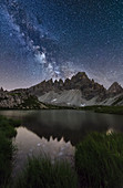 Paterno mount, Laghi dei Piani, Dolomites, South Tyrol, Bolzano, Italy.Piani lakes, Paterno Mount.