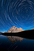 Italy, Piedmont, Cuneo District, Maira Valley - startrail at Rocca la Meja