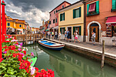 Europe, Italy, Veneto, Venice. A beautiful classic view through the Burano canals