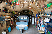 A garage in Roccacasale, hewn into the rock