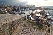 View from the wall of the fort to the harbour of Kyrene,  Girne,  North Cyprus