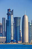 Qatar , Doha City, World Trade Center , Tornado Tower and Burj Qatar Bldgs.